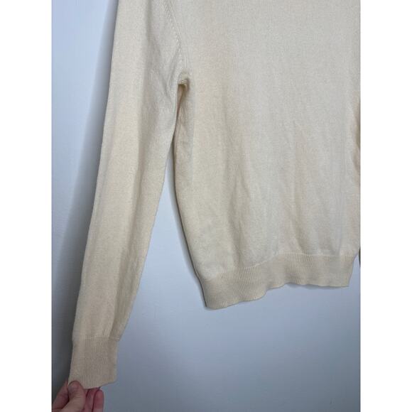 Moda International Silk Cashmere Turtleneck Sweater Size XS Cream Minimalist - Picture 4 of 8